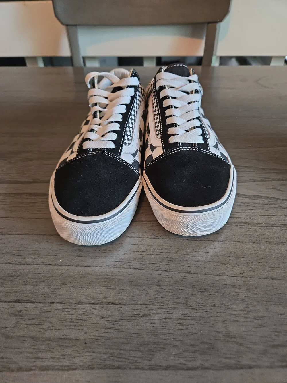 VANS Old Skool Mix Checker Black True Suede Canvas Mens 8.5 Women's 10